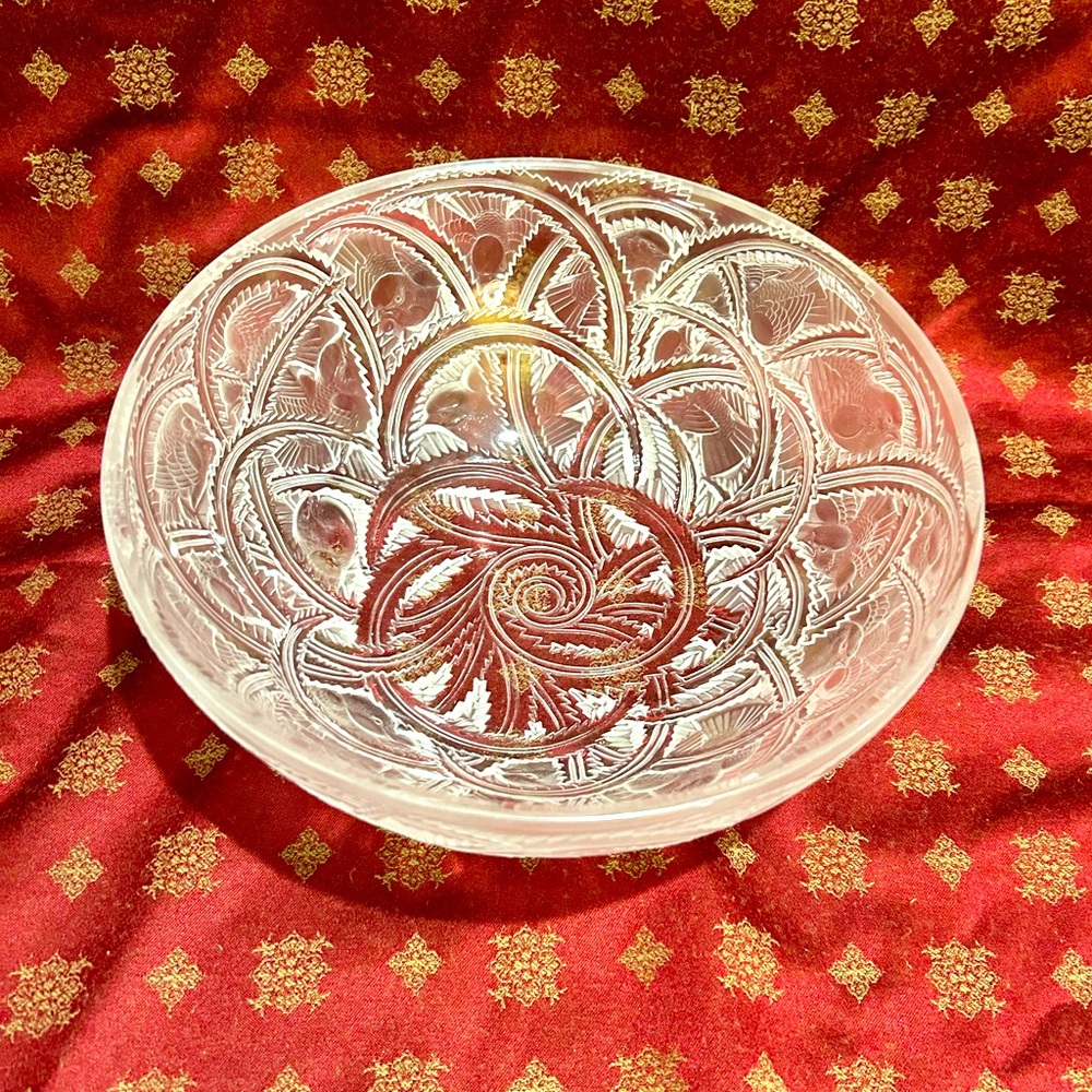 French Antique - Signed Rene Lalique “Pinsons” Crystal Bowl